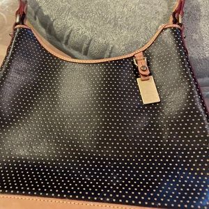 Dooney and Bourke Navy Dots Cabrio Leather Hobo